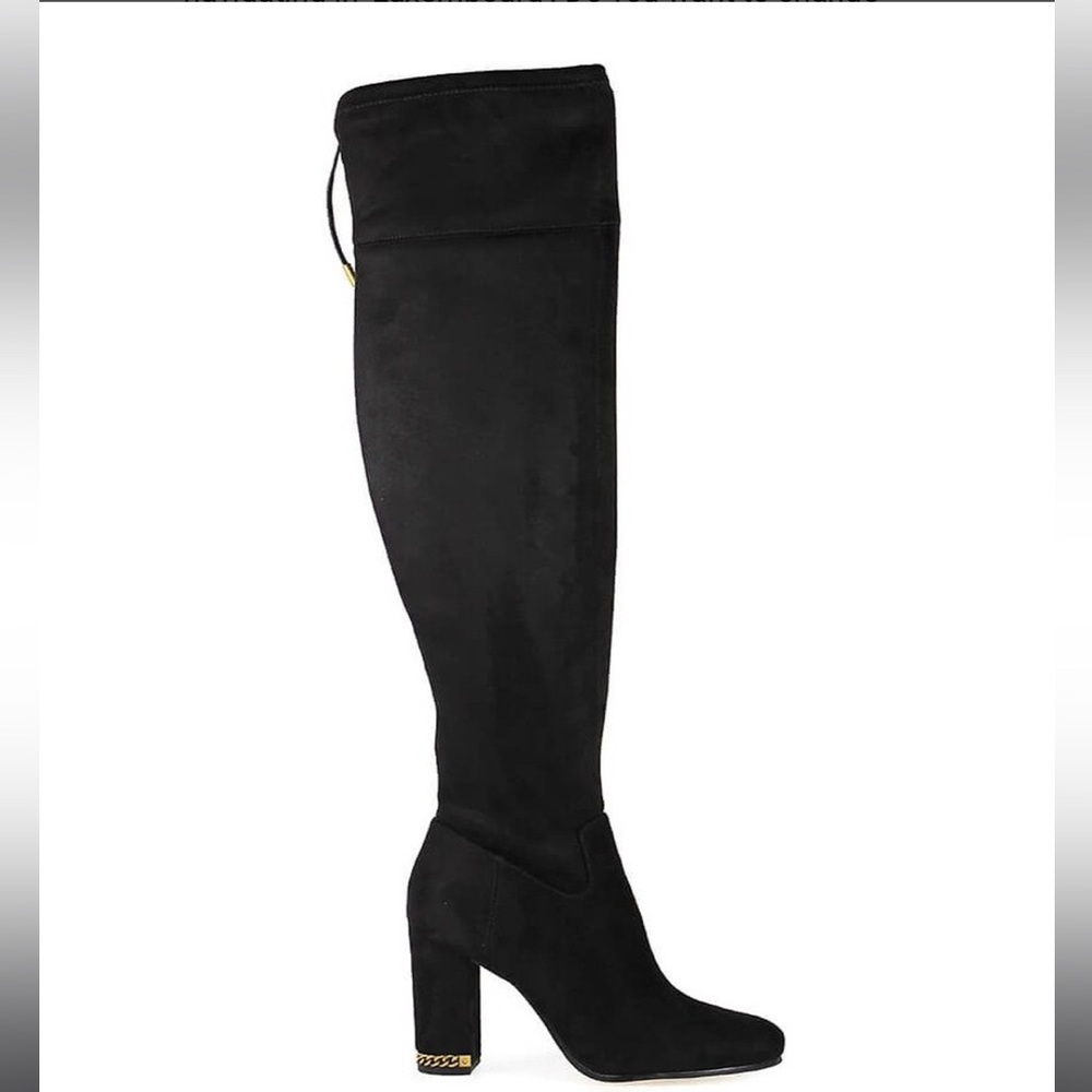 MK Michael Kors Jamie Black Suede Stretch Block Heel Boot size 8.5